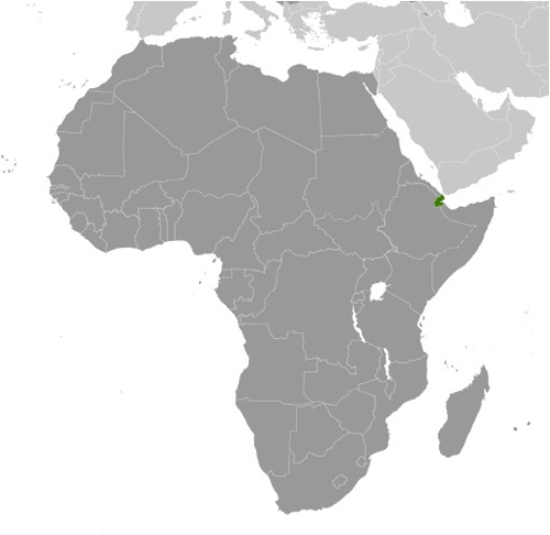 Map of Djibouti in Africa