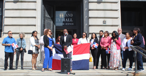 Dominican community on steps of Cleveland City Hall