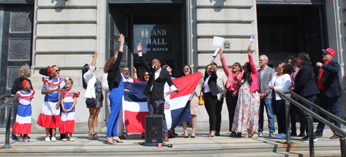 Dominican community on steps of Cleveland City Hall