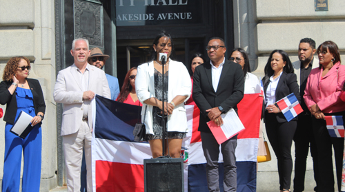 Dominican community on steps of Cleveland City Hall