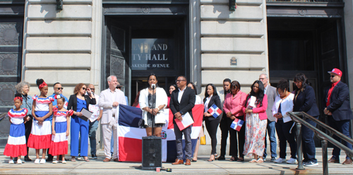 Dominican community on steps of Cleveland City Hall