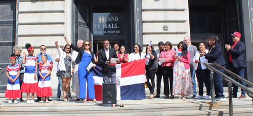 Dominican community on steps of Cleveland City Hall