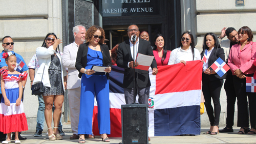 Dominican community on steps of Cleveland City Hall