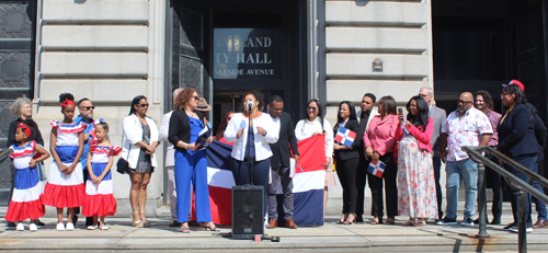 Dominican community on steps of Cleveland City Hall