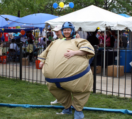 Sumo wrestler in fat suit at Cleveland Asian festival