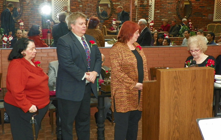 Pat Hanson, Dan Hanson and Debbie Hanson with Irene Morrow