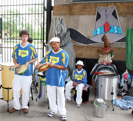 Samba Joia drummers jam before a Cleveland Indians game