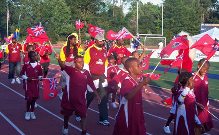 Young athletes from Bermuda march in to the 5th Annual Continental Cup in Cleveland