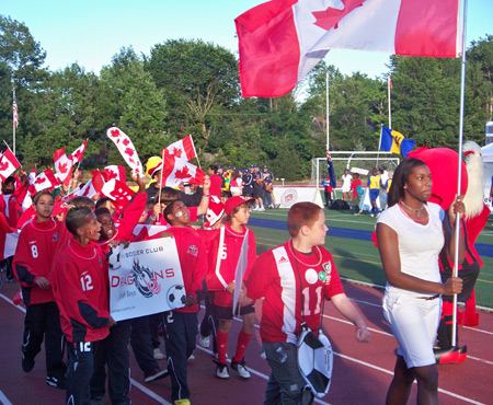 Young athletes from Canada march in to the 5th Annual Continental Cup in Cleveland