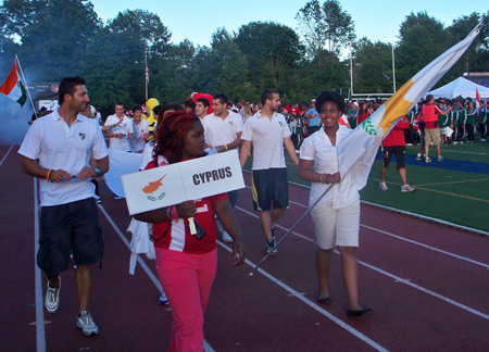 Young athletes from Cyprus march in to the 5th Annual Continental Cup in Cleveland