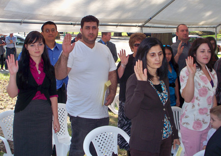 Taking the oath of US citizenship