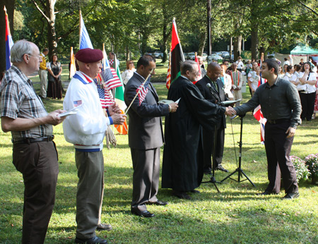 Swearing in of new citizens at One World Day in Cleveland Ohio