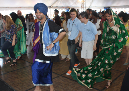 models and audience members danced to the popular song Jai Ho from the film Slumdog Millionaire