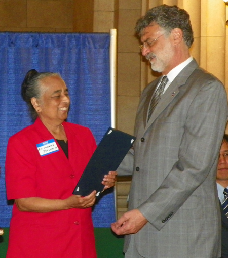 Dr. Elizabeth K. Balraj and Mayor Frank Jackson