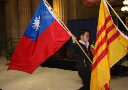 Lincoln West High School students parade of Flags