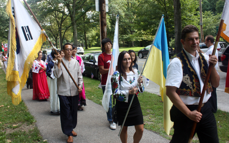 Serbian, Ukrainian and Korean marchers