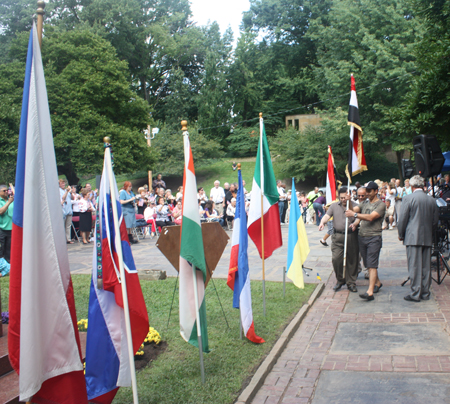 Syrian flag being placed in the Garden