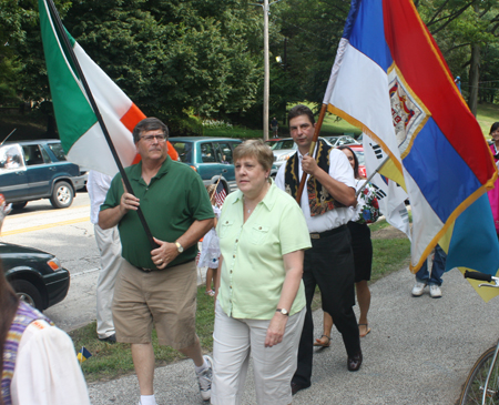 Irish followed by Serbian marchers