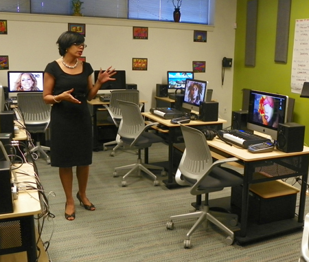 Zerrine Bailey shows a classroom