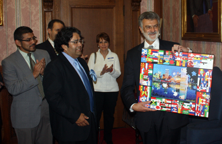 Mayor Jackson with his WIN gift