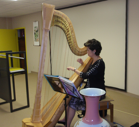 Harpist entertaining