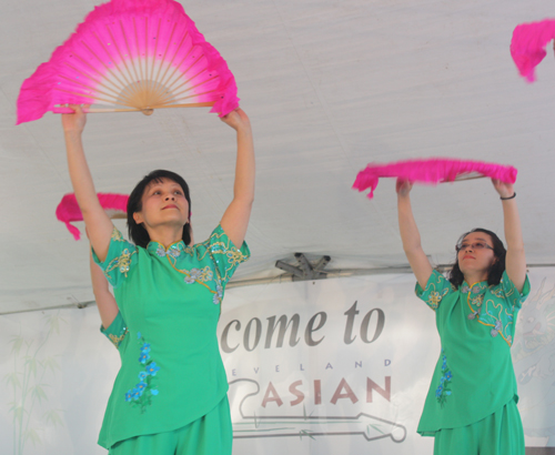 Moms from Westlake Chinese School performed a Fan Dance