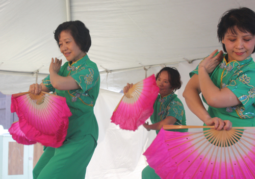 Moms from Westlake Chinese School performed a Fan Dance