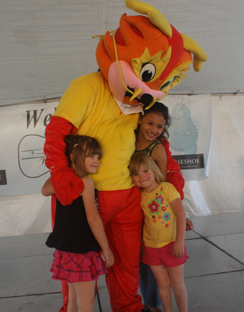 Posing with Wushu the Dragon at Cleveland Asian Festival