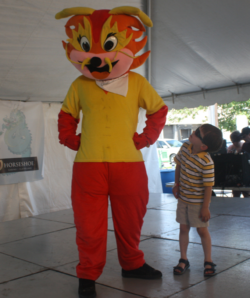 Posing with Wushu the Dragon at Cleveland Asian Festival