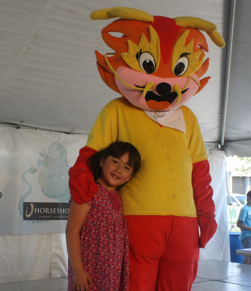 Posing with Wushu the Dragon at Cleveland Asian Festival