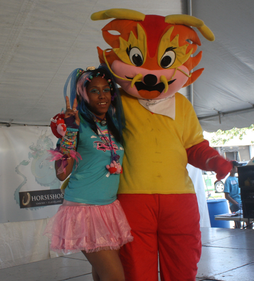 Posing with Wushu the Dragon at Cleveland Asian Festival