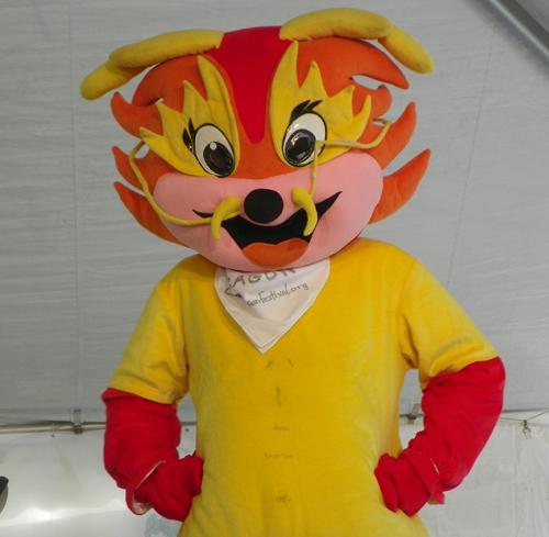 Posing with Wushu the Dragon at Cleveland Asian Festival