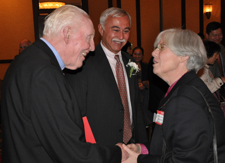 Father Jim O'Donnel, Jose Feliciano and Mother Superior Margaret Gorman SND 