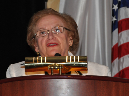 Congresswoman Mary Rose Oakar speaking at Cleveland International Hall of Fame