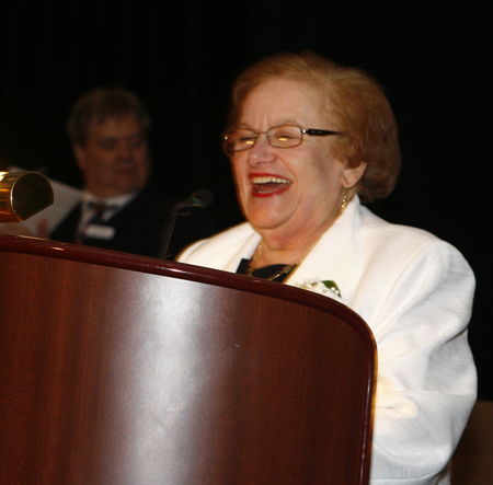 Congresswoman Mary Rose Oakar speaking at Cleveland International Hall of Fame