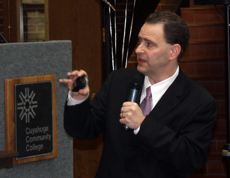 Immigration attorney and author Richard Herman speaking at Tri-C in Cleveland