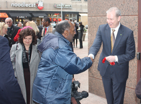 Dan Walsh greeting visitors