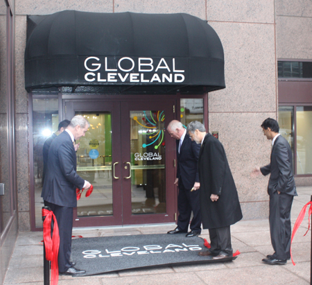 Rolling out carpet at the Global Cleveland Welcome Center