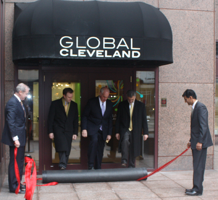 Rolling out carpet at the Global Cleveland Welcome Center