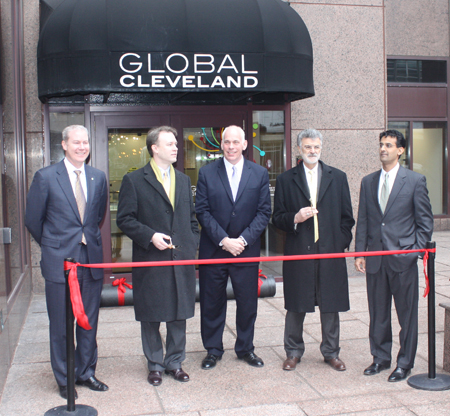 Cuttting the ribbon at the Global Cleveland Welcome Center
