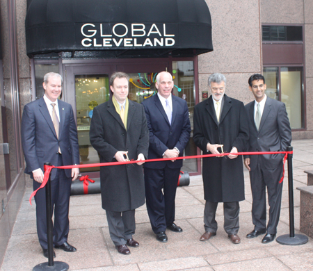 Cuttting the ribbon at the Global Cleveland Welcome Center