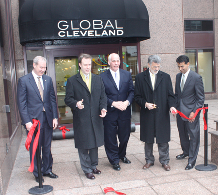 Cuttting the ribbon at the Global Cleveland Welcome Center