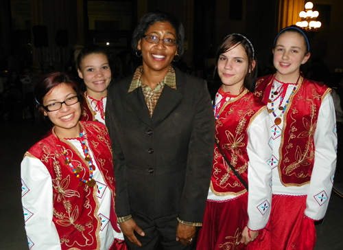 Lynne Stevens with Turkish dancers