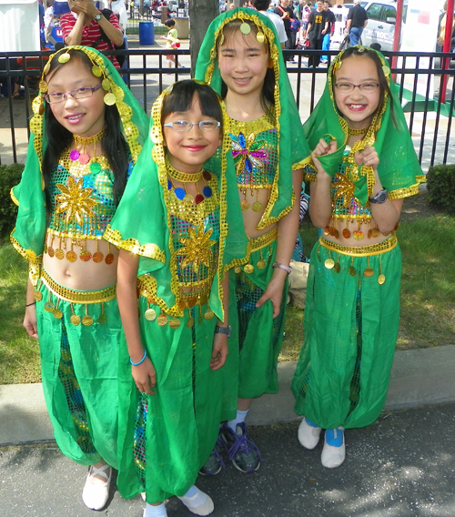 little girls in costumes