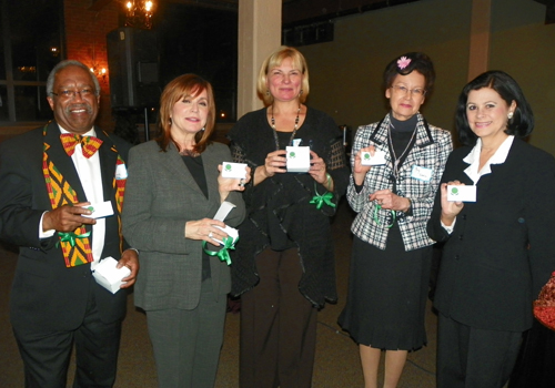 Cultural Garden directors with business cards