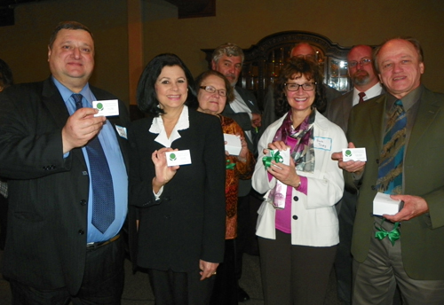 Cultural Garden directors with business cards