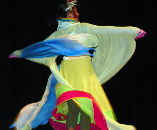 Yin Tang performing Chinese Dance at the Cleveland Museum of Natural History's opening celebration event for the Traveling the Silk Road exhibit