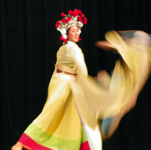 Yin Tang performing Chinese Dance at the Cleveland Museum of Natural History's opening celebration event for the Traveling the Silk Road exhibit