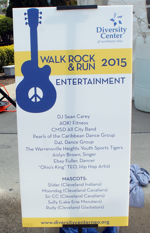 Diversity Center of Northeast Ohio entertainment sign at Walk Rock and Run
