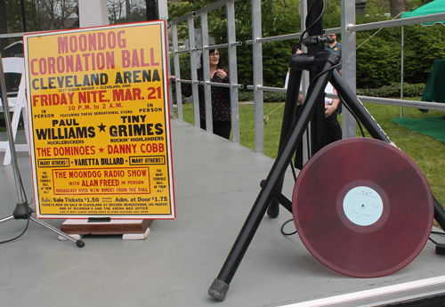 Moondog Coronation Ball poster on stage at Alan Freed Memorial